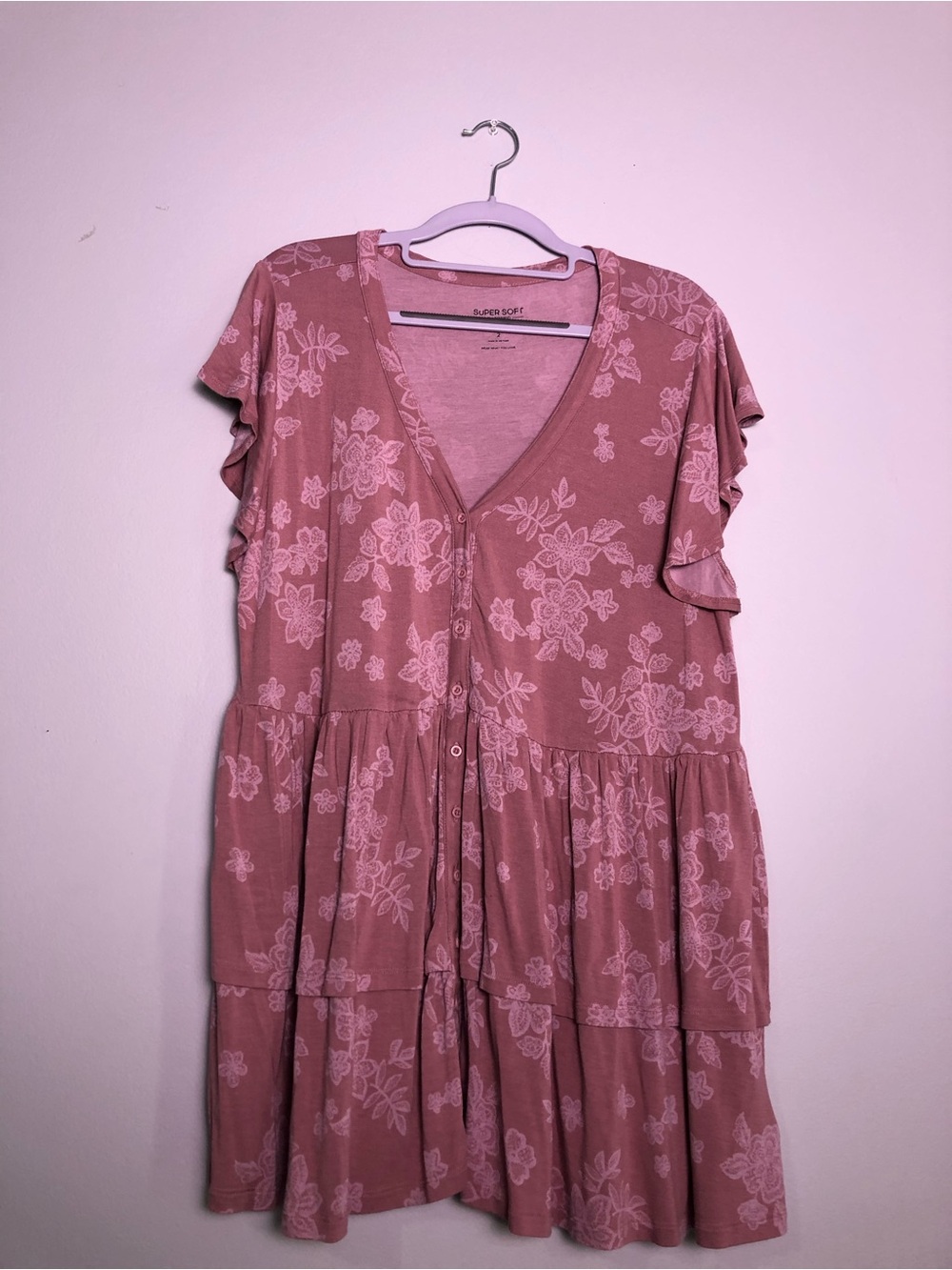 torrid dusty rose floral tiered mini dress